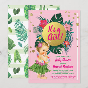 Aloha luau bebé invitación a la ducha oro rosa