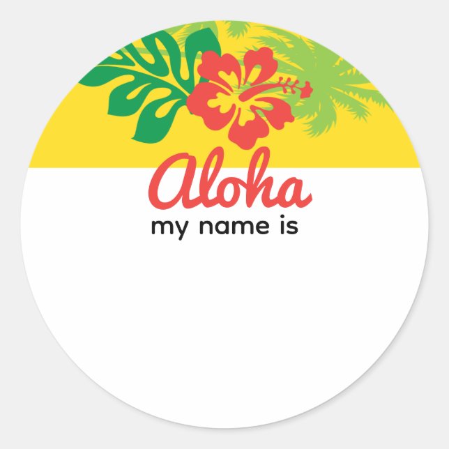 Aloha Luau Fiesta Etiqueta de nombre (Anverso)