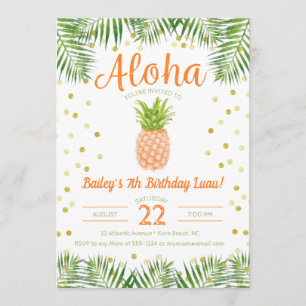 Aloha Luau Invitación de cumpleaños Piña tropical