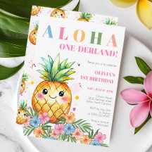 Aloha Onederland Verano Piña Invitación al 1er Cum