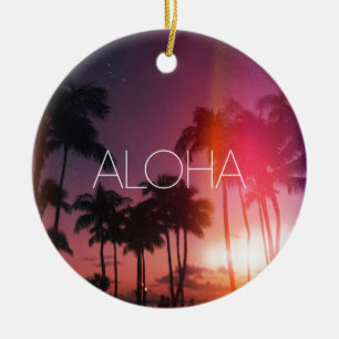 Aloha Ornamento cerámico nocturno tropical
