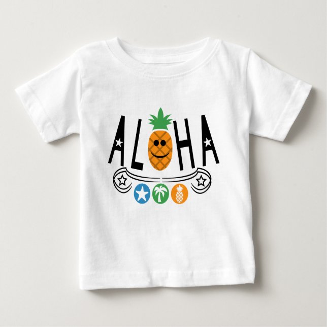 Aloha Pineapple Design - Camiseta Baby Fine Jersey (Anverso)