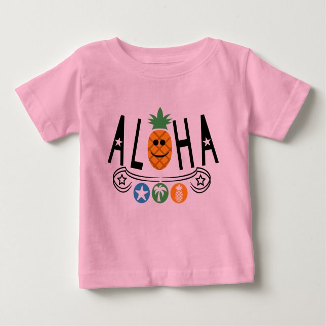 Aloha Pineapple Design - Camiseta Baby Fine Jersey (Anverso)