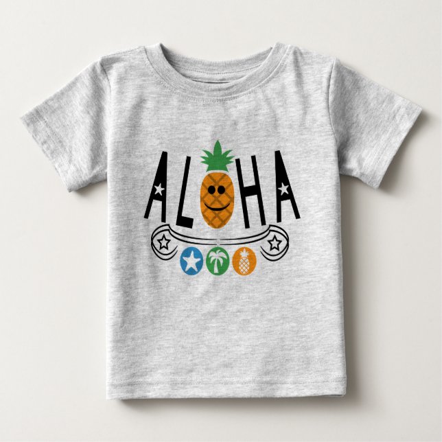Aloha Pineapple Design - Camiseta Baby Fine Jersey (Anverso)