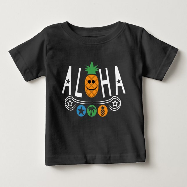 Aloha Pineapple Design - Camiseta Baby Fine Jersey (Anverso)
