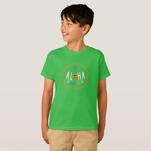 Aloha Pineapple Design - Camiseta básica para niño (Anverso completo)