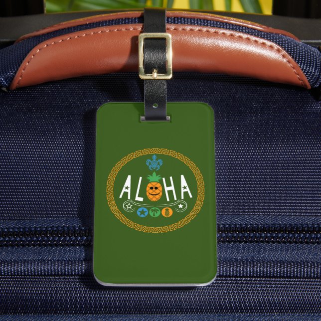 Aloha Pineapple Design - Etiqueta de equipaje de d (Anverso In situ 2)