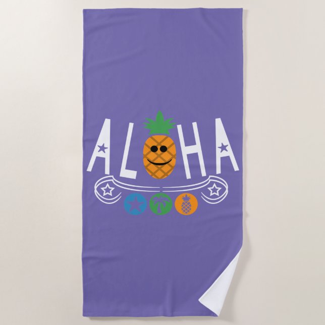 Aloha Pineapple Design - Toalla de playa (Anverso)