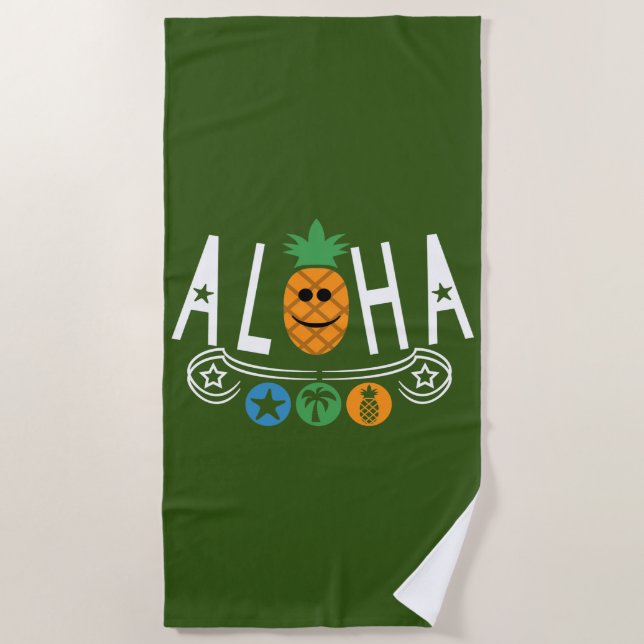 Aloha Pineapple Design - Toalla de playa (Anverso)