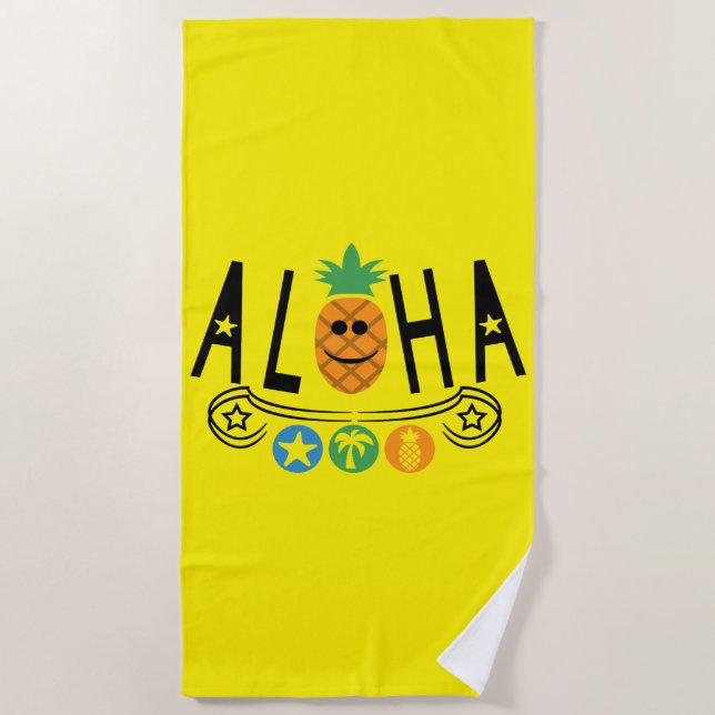 Aloha Pineapple Design - Toalla de playa (Anverso)