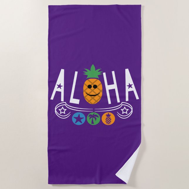 Aloha Pineapple Design - Toalla de playa (Anverso)