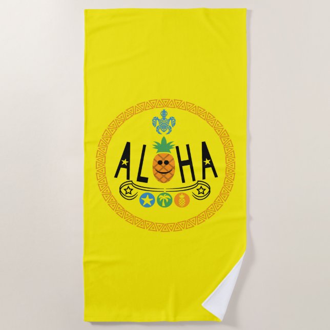 Aloha Pineapple Design - Toalla de playa (Anverso)