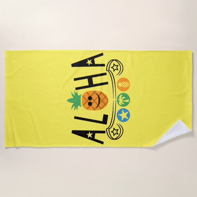 Aloha Pineapple Design - Toalla de playa (Anverso)