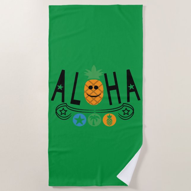 Aloha Pineapple Design - Toalla de playa (Anverso)