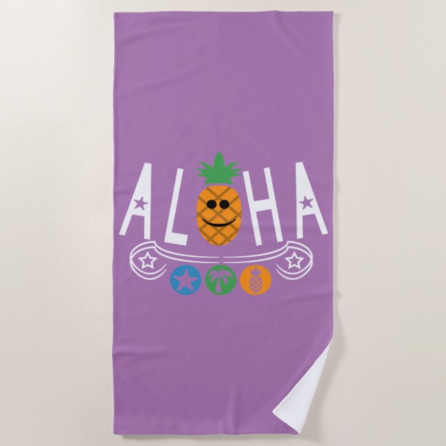 Aloha Pineapple Design - Toalla de playa (Anverso)