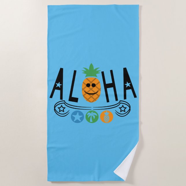 Aloha Pineapple Design - Toalla de playa (Anverso)