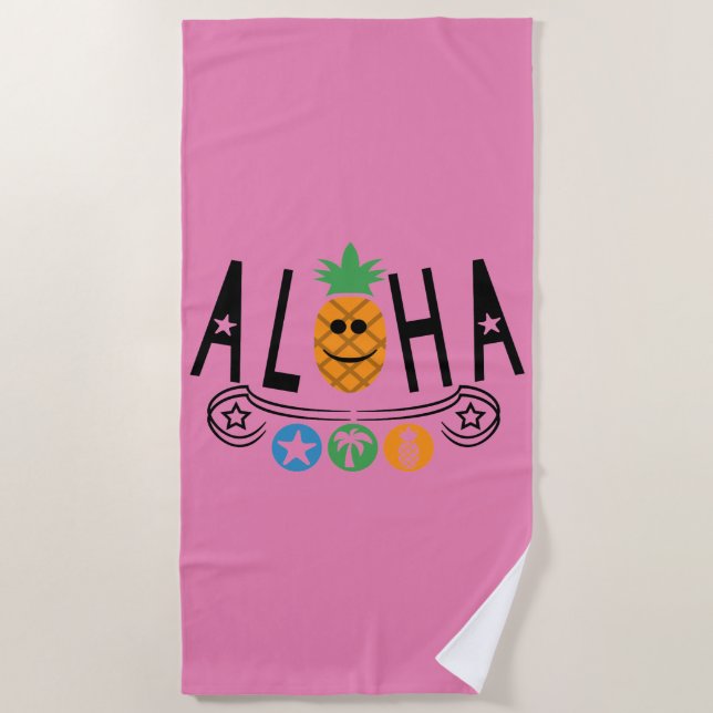 Aloha Pineapple Design - Toalla de playa (Anverso)