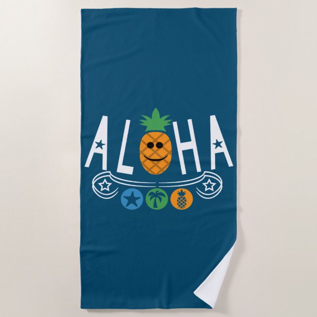 Aloha Pineapple Design - Toalla de playa (Anverso)