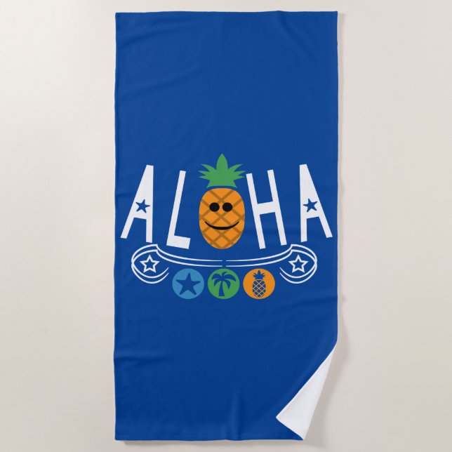 Aloha Pineapple Design - Toalla de playa (Anverso)