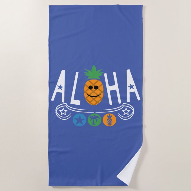 Aloha Pineapple Design - Toalla de playa (Anverso)
