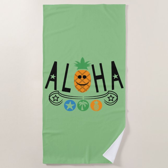 Aloha Pineapple Design - Toalla de playa (Anverso)