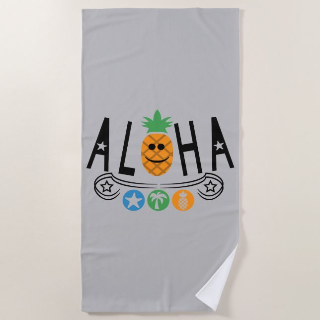 Aloha Pineapple Design - Toalla de playa (Anverso)