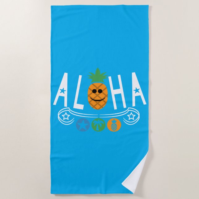 Aloha Pineapple Design - Toalla de playa (Anverso)