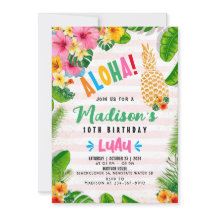 Aloha Pineapple Invitación a la fiesta de cumpleañ