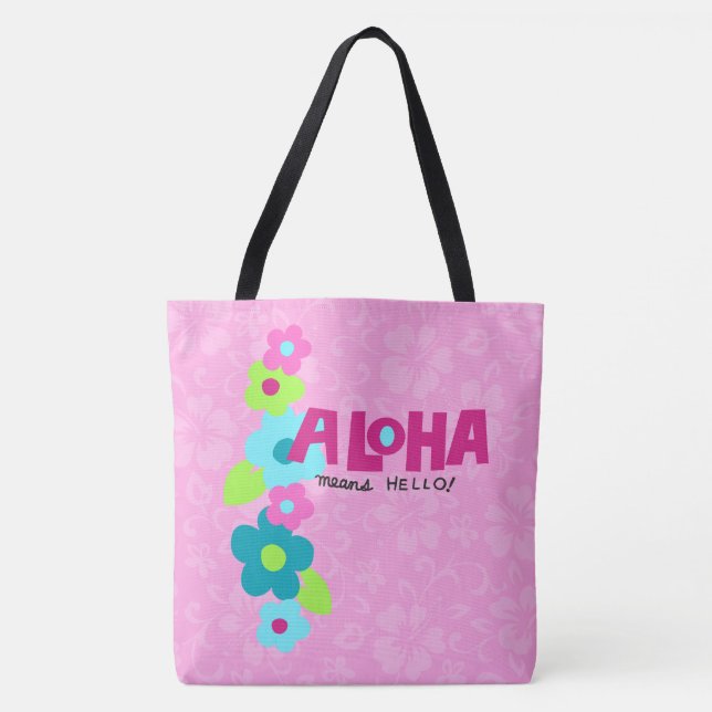 Aloha significa Hola Bolsa de Playa de Hibiscus en (Anverso)