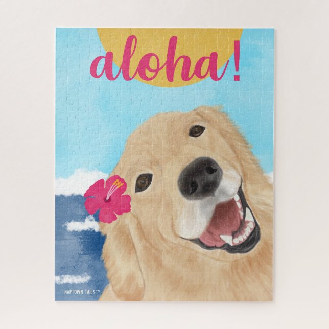 Aloha Sun y Waves Golden Retriever rompecabezas (Vertical)