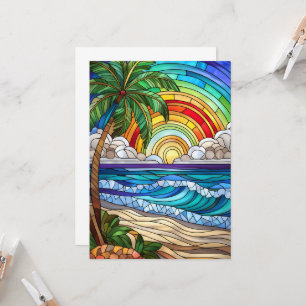 Aloha sunset Island tarjeta de arte de vidrio manc