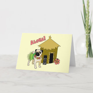 ¡Aloha! Tarjetas de felicitación hawaiana Pug