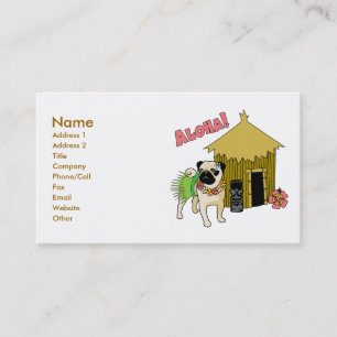 ¡Aloha!  Tarjetas de visita hawaiana Pug-personali
