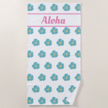 ¡Aloha! Toalla de playa de flores tropicales azul