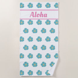 ¡Aloha! Toalla de playa de flores tropicales azul