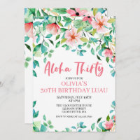Aloha Treinta Invitación de cumpleaños del luau tr