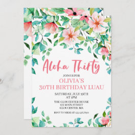 Aloha Treinta Invitación de cumpleaños del luau tr