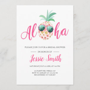 Aloha Tropical Bridal Shower Invitación Piña