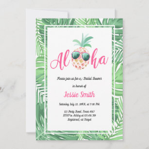 Aloha Tropical Bridal Shower Invitación Piña