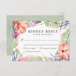 Aloha Tropical Watercolor Floral Wedding RSVP