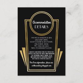 Alojamiento Art Deco Tarjetas de boda Gold Black