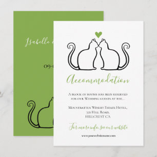 Alojamiento de boda de corazón verde de gatos negr