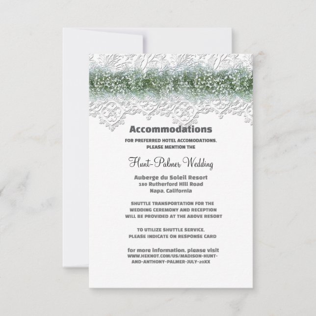 Alojamiento de boda de encaje blanco y aliento de  (Anverso)