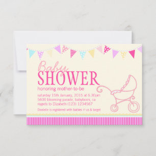 Alojamiento de ducha bebé invitación amarilla rosa