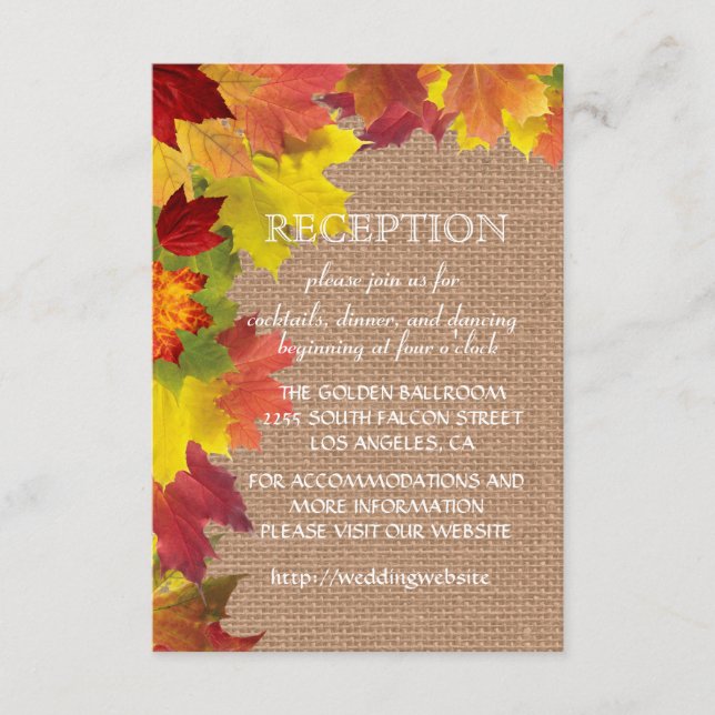 Alojamiento de la recepción de bodas de otoño (Anverso)