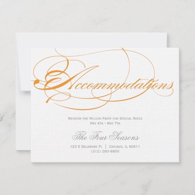 Alojamiento elegante Invitación - Naranja (Anverso)