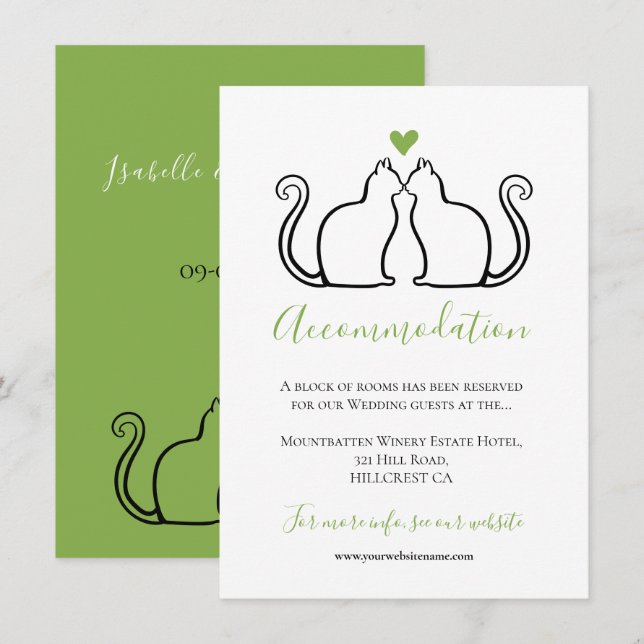 Alojamiento para Bodas de corazón verde de gatos n (Anverso / Reverso)