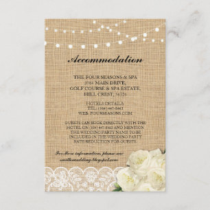 Alojamiento Rosa Burlap Luces Tarjetas de matrimon