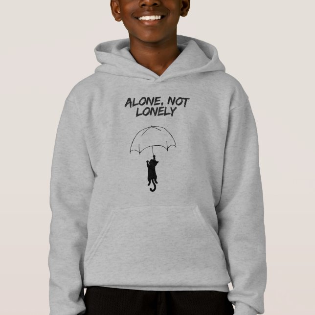Alone, Not Lonely – Editable Quote Cat Hoodie (Anverso)