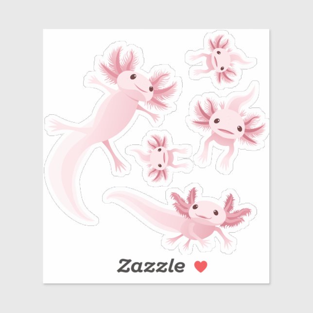 Alotta Axolotts rosados - Conjunto de Pegatinas (Hoja)